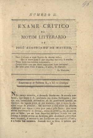 Exame critico do motim litterario de José Agostinho de Macedo