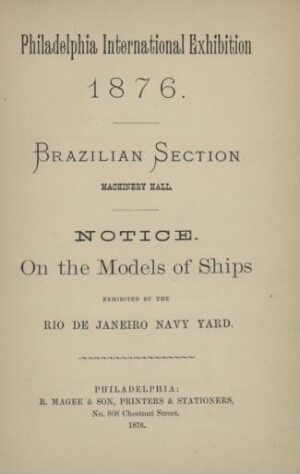 Notice on the models of ships exhibited by the Rio de Janeiro Navy Yard
