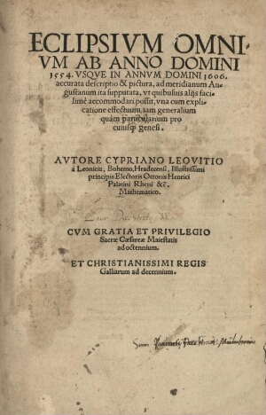 Eclipsium Omnibum ab Anno Domini 1554. Vsque in Annum Domini 1606. accurata descriptio & pictura, ad...