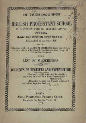 The fortieth annual report of the British Protestant School in connexion with St. George's Chapel Li...